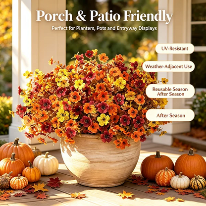 Fall Artificial Flower Halloween 12pcs, UV Resistant Colorful Fake Flower