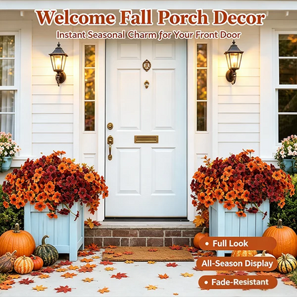 Fall Artificial Flower Halloween 12pcs, UV Resistant Colorful Fake Flower