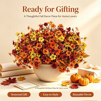 Fall Artificial Flower Halloween 12pcs, UV Resistant Colorful Fake Flower