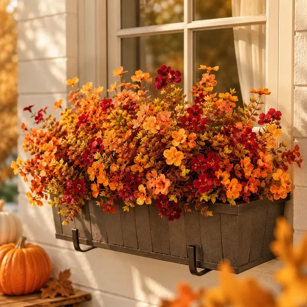 Fall Artificial Flower Halloween 12pcs, UV Resistant Colorful Fake Flower