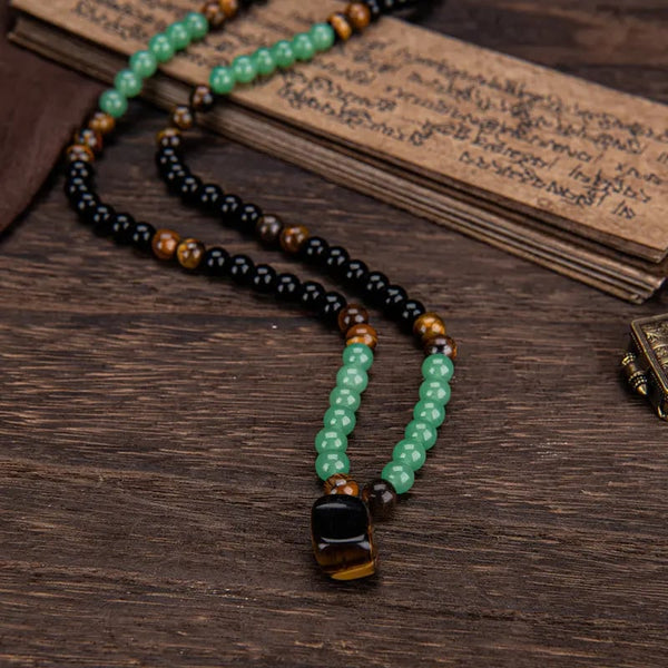✨Money Attraction Necklace With GreenAventurine & Tiger Eye Pendant Healing Crystal Stone