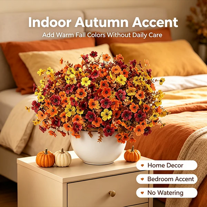 Fall Artificial Flower Halloween 12pcs, UV Resistant Colorful Fake Flower