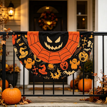 Halloween Scary Pumpkin Fan‑shaped Flag