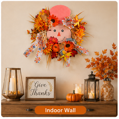 Fall Favorite - Lighted Scarecrow Front Door Wreath