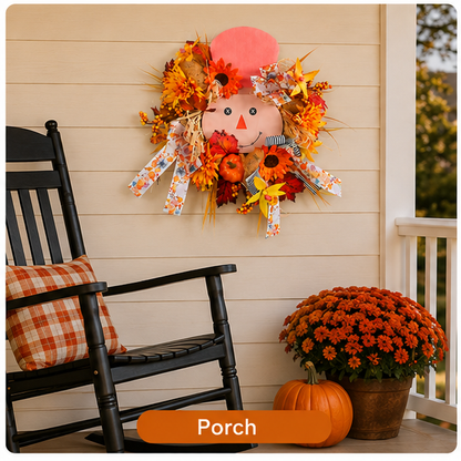 Fall Favorite - Lighted Scarecrow Front Door Wreath