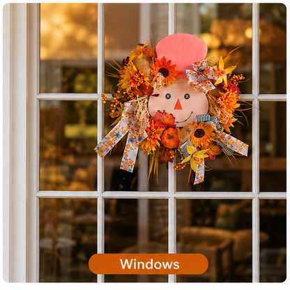 Fall Favorite - Lighted Scarecrow Front Door Wreath