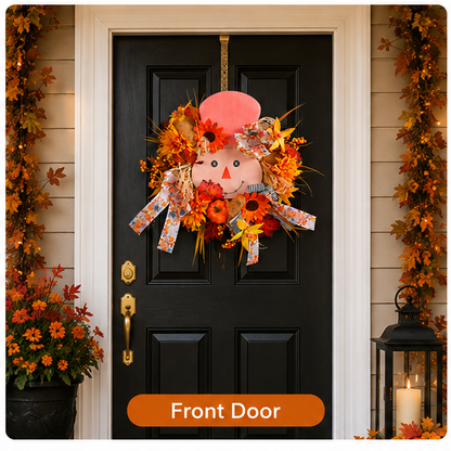 Fall Favorite - Lighted Scarecrow Front Door Wreath