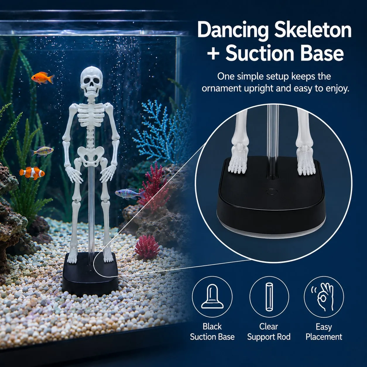 Air-Powered Dancing Skeleton Aquarium Ornament