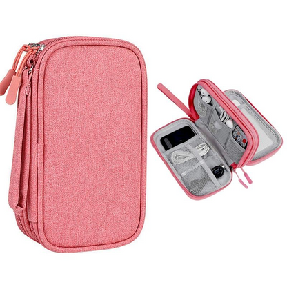 Cable Organizer Bag,Double Layer TravelPouch For Chargers,Cords & Tech Accessories