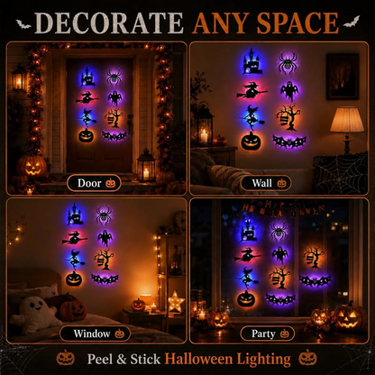 Halloween LED Silhouette Wall Light Sticker, Battery Powered Peel And Stick Decorative Light