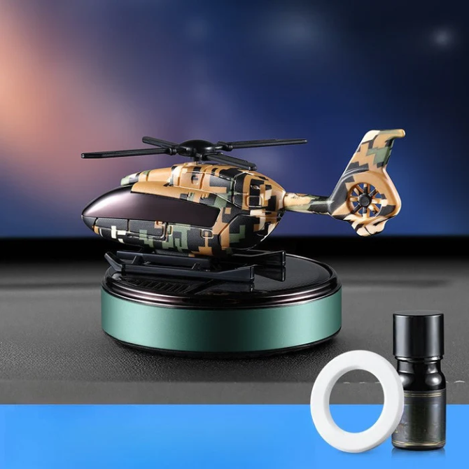 Solar Rotating Helicopter Car Aromatherapy Diffuser – Aluminum Alloy Solar Powered Air Freshener