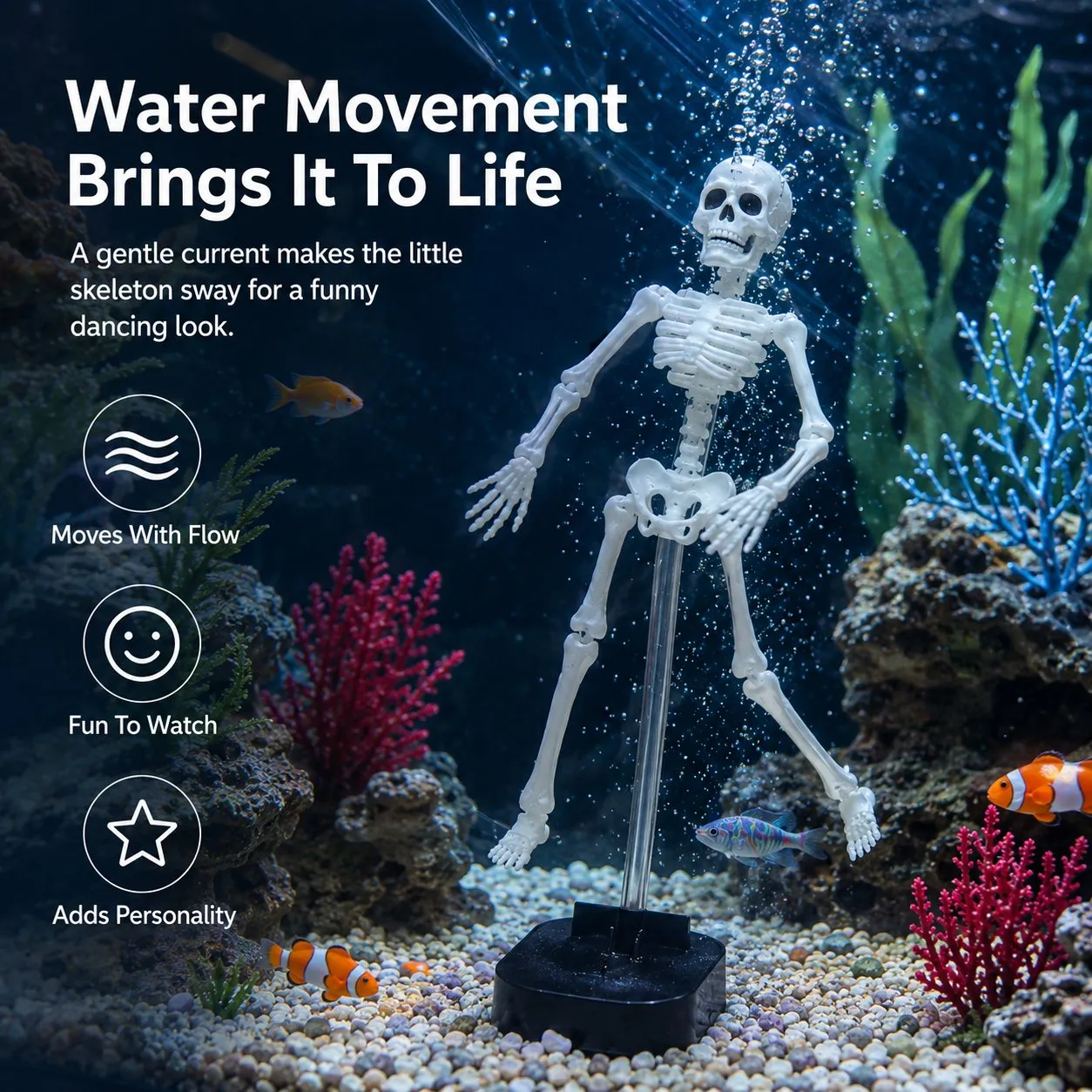Air-Powered Dancing Skeleton Aquarium Ornament