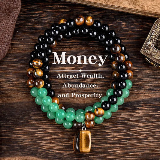 ✨Money Attraction Necklace With GreenAventurine & Tiger Eye Pendant Healing Crystal Stone
