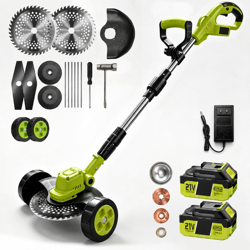 3-in-1 Cordless Lawn Mower With 2×21V Batteries, German Quality Lightweight Grass Trimmer & Edger For Small To Medium Gardens