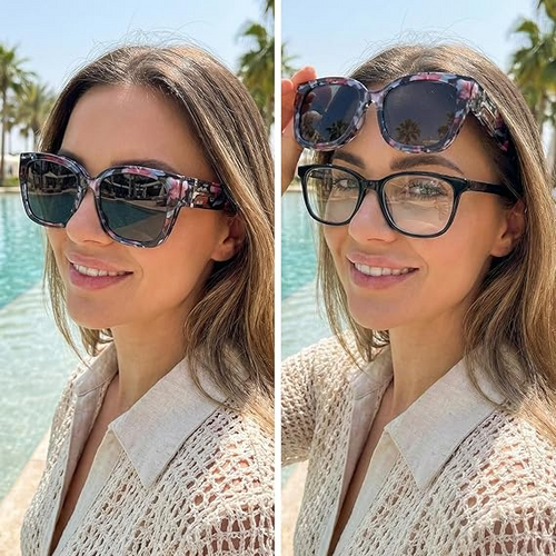 Polarized Fit Over Sunglasses For Women - UV400 Protection Floral Frame Wear Over Prescription Glasses