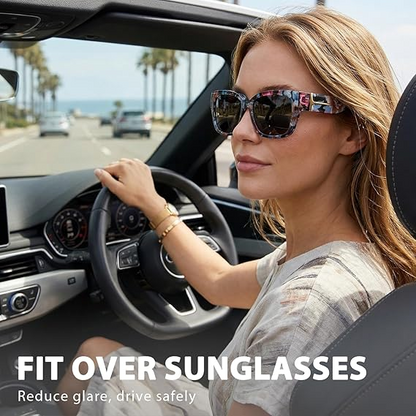 Polarized Fit Over Sunglasses For Women - UV400 Protection Floral Frame Wear Over Prescription Glasses