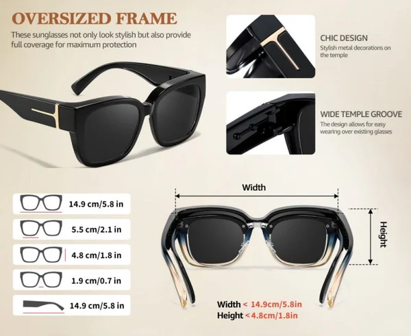 Polarized Fit Over Sunglasses For Women - UV400 Protection Floral Frame Wear Over Prescription Glasses