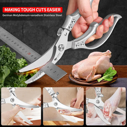 Heavy-Duty Multifunction Kitchen Shears-4-in-1Tool With Fish Scaler, Bottle Opener & Safety Lock