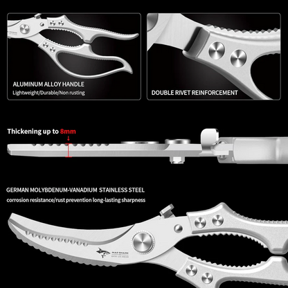 Heavy-Duty Multifunction Kitchen Shears-4-in-1Tool With Fish Scaler, Bottle Opener & Safety Lock