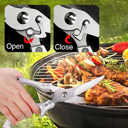 Heavy-Duty Multifunction Kitchen Shears-4-in-1Tool With Fish Scaler, Bottle Opener & Safety Lock