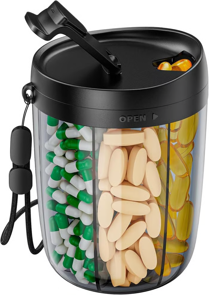 Pill Dispenser Bottle With 6 Compartments | Never Miss A Dose Again!