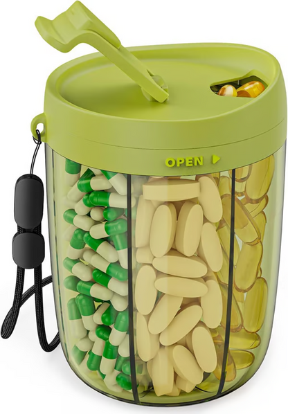 Pill Dispenser Bottle With 6 Compartments | Never Miss A Dose Again!