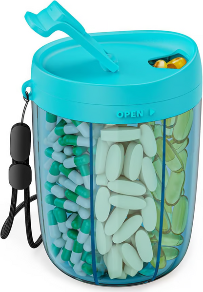 Pill Dispenser Bottle With 6 Compartments | Never Miss A Dose Again!