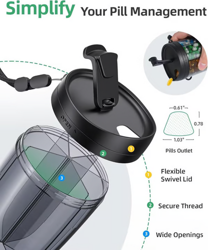 Pill Dispenser Bottle With 6 Compartments | Never Miss A Dose Again!