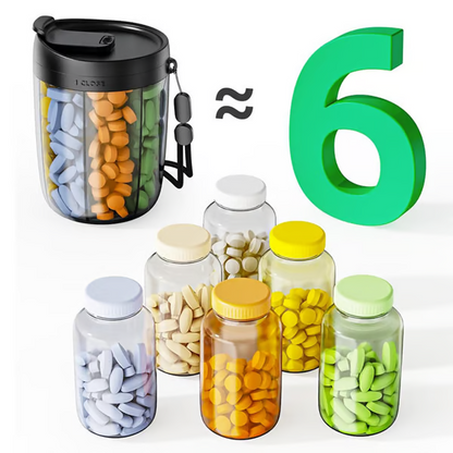 Pill Dispenser Bottle With 6 Compartments | Never Miss A Dose Again!
