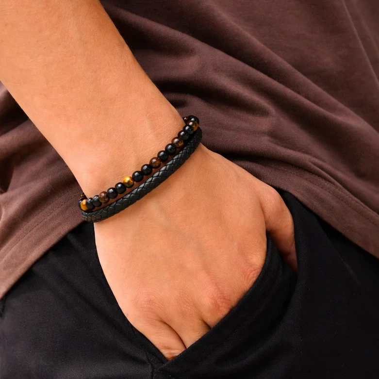 Engraved Tiger Eye Son Bracelet