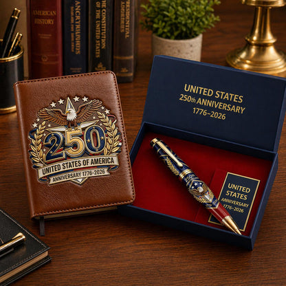 Perfect For Any Patriot 一 USA 250th Anniversary Notebook & Pen Set, 1776-2026 Patriotic Gift