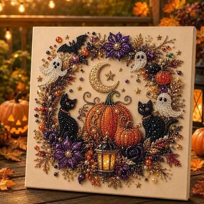 Halloween Pearl Art DIY Kit – Turn Tiny Pearls Into Spooky-Cute Magic