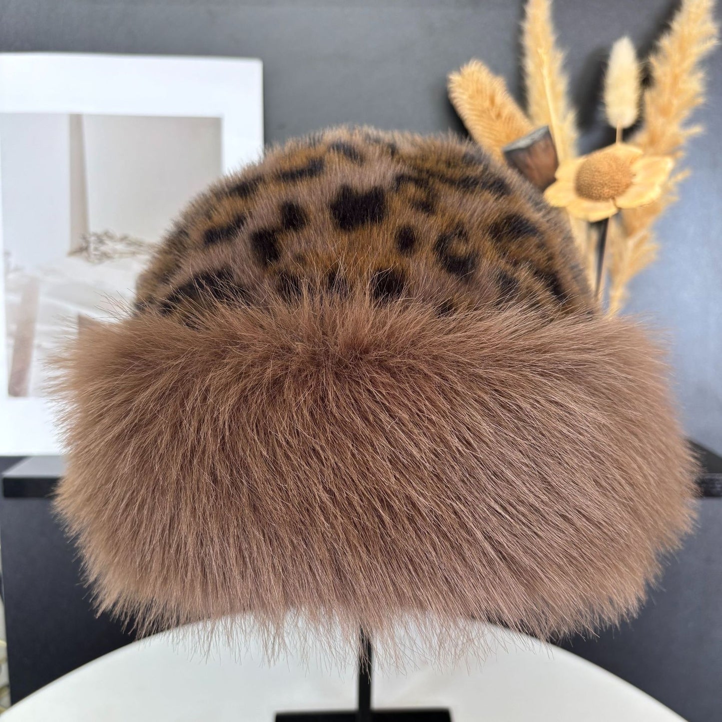 Oversized Fluffy Faux Fur Pompom Hat Warm And Luxurious For Winter