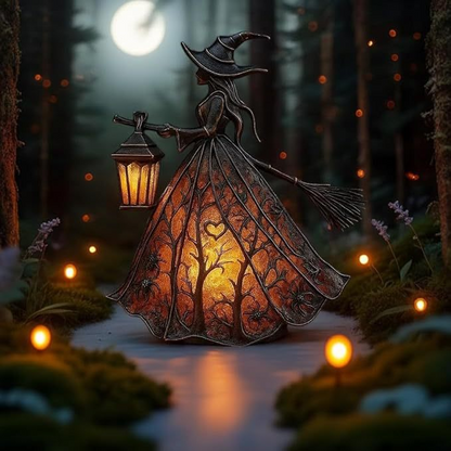 Vintage Lighted Witch Lantern Table Lamp