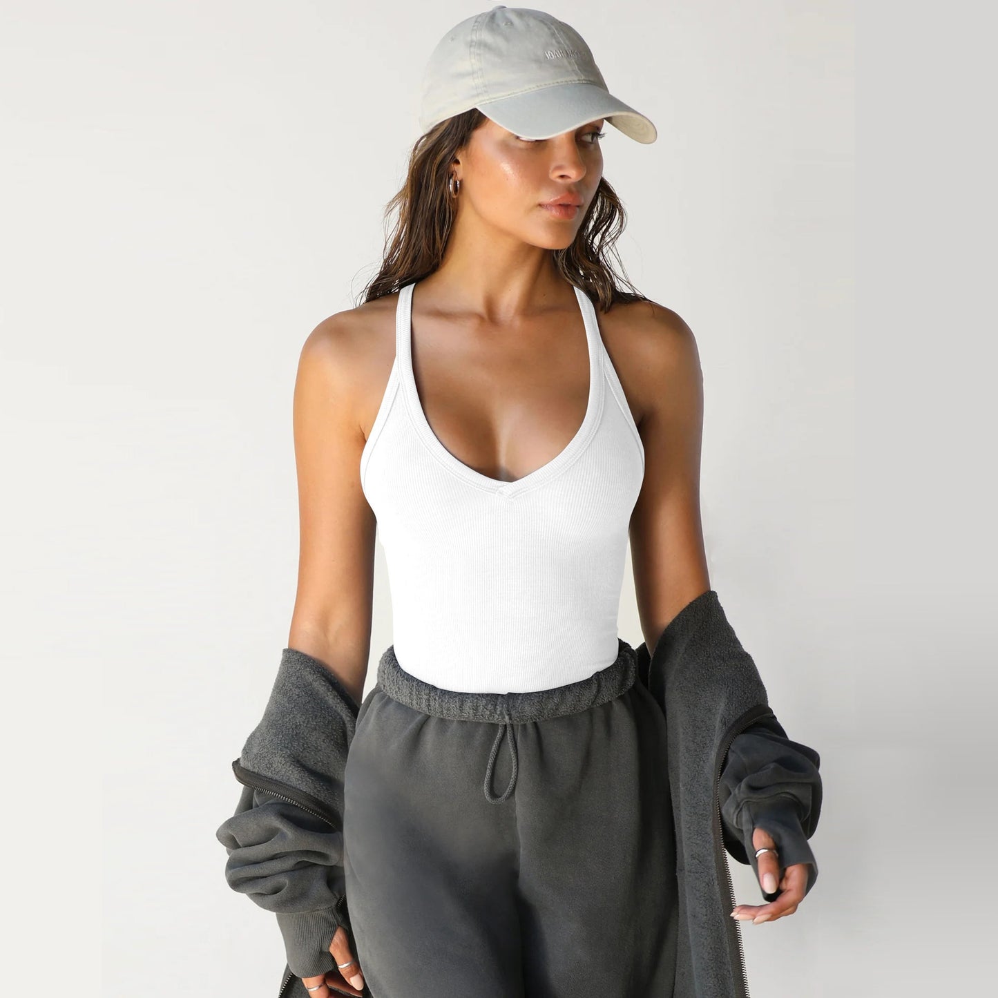 🔥V Neck Cotton Tank Tops With Shelf Bra