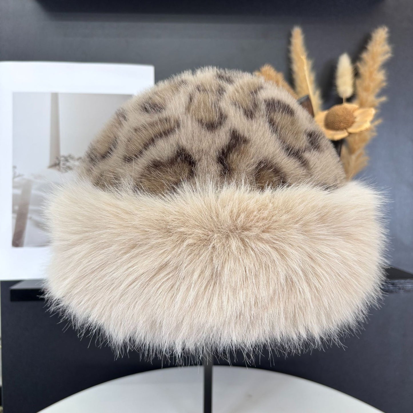 Oversized Fluffy Faux Fur Pompom Hat Warm And Luxurious For Winter
