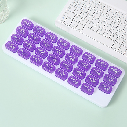 31 Days Arthritis Friendly Monthly Pill Organizer Box, BPA Free Easy Open Medication Case Gift for Seniors & Family