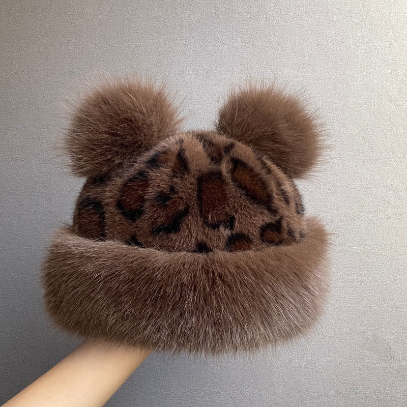 Oversized Fluffy Faux Fur Pompom Hat Warm And Luxurious For Winter