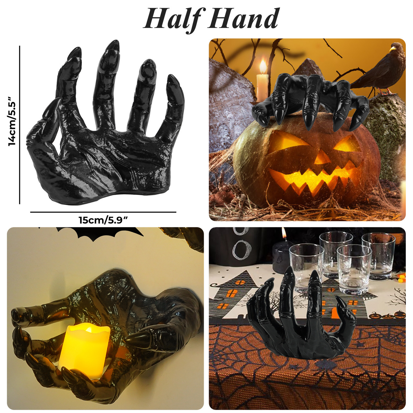 Wall Mounted Creepy Reaching Hands - Life-Sized Gothic Candle Holders