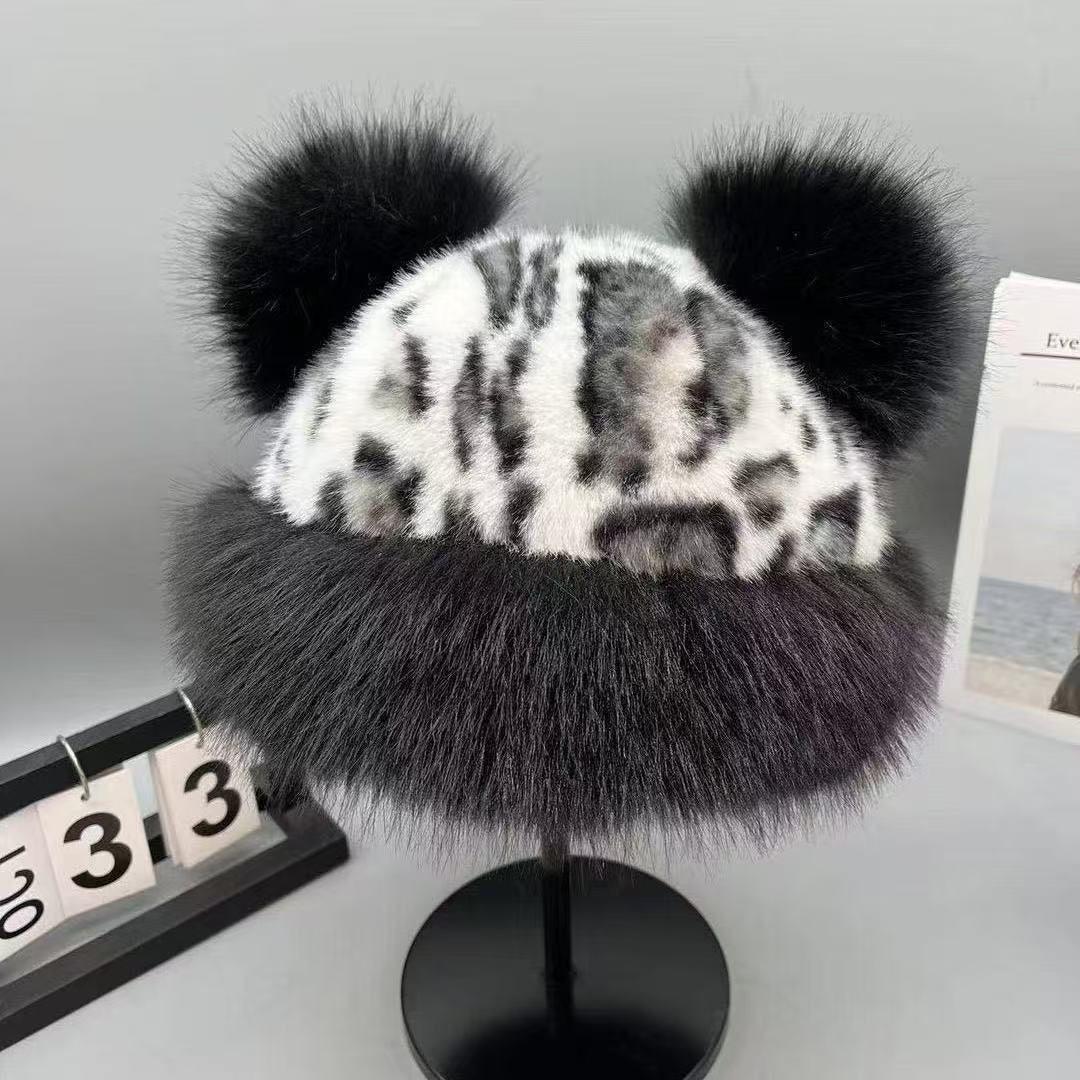 Oversized Fluffy Faux Fur Pompom Hat Warm And Luxurious For Winter