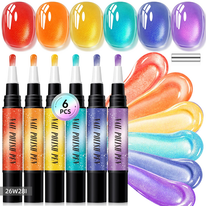 6PCS One-Step Gel Nail Art Pen Set – Salon Beauty At Home
