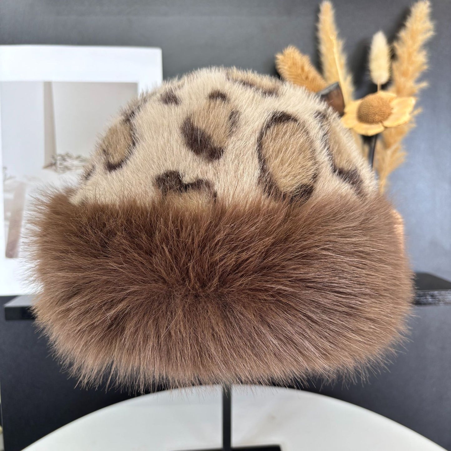 Oversized Fluffy Faux Fur Pompom Hat Warm And Luxurious For Winter