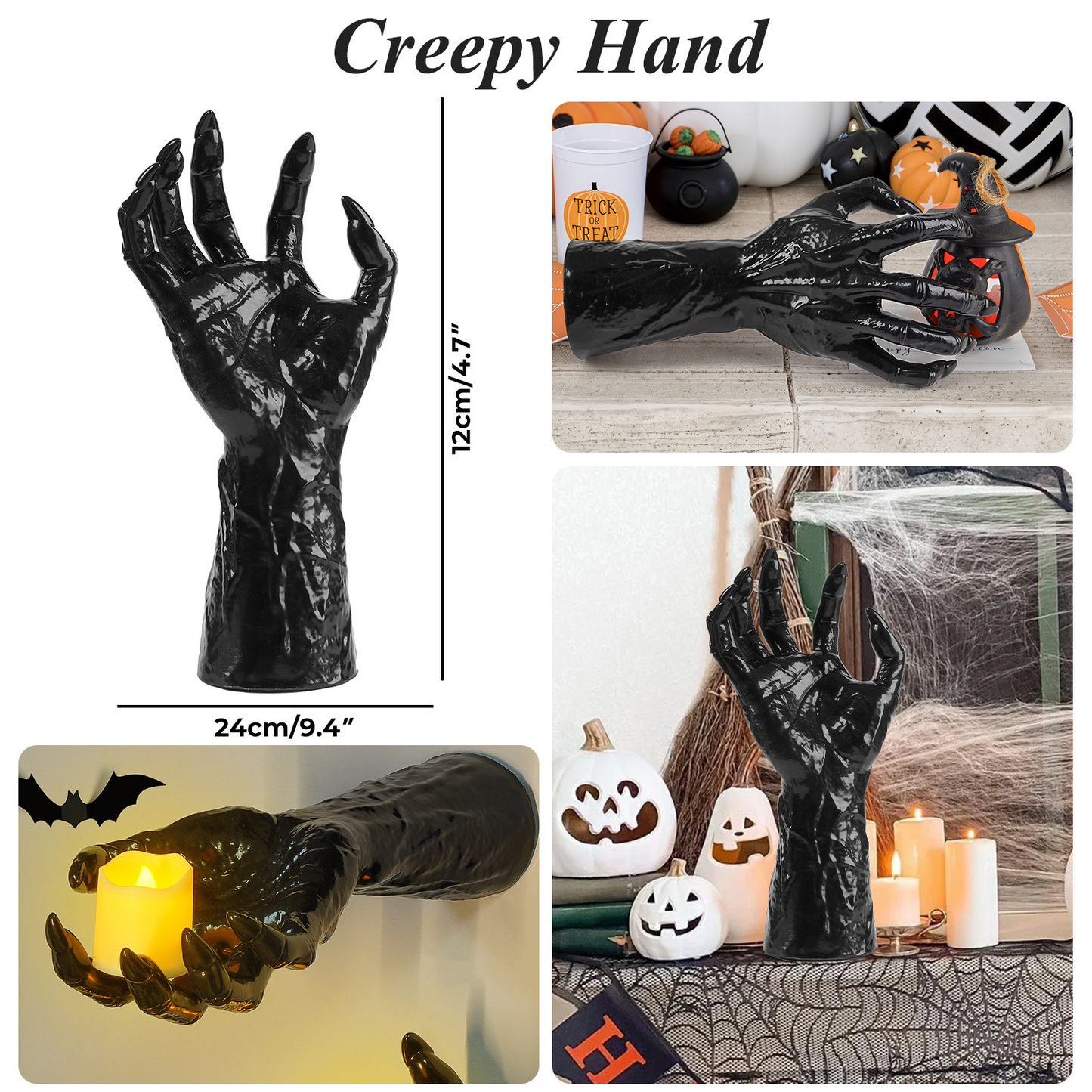 Wall Mounted Creepy Reaching Hands - Life-Sized Gothic Candle Holders