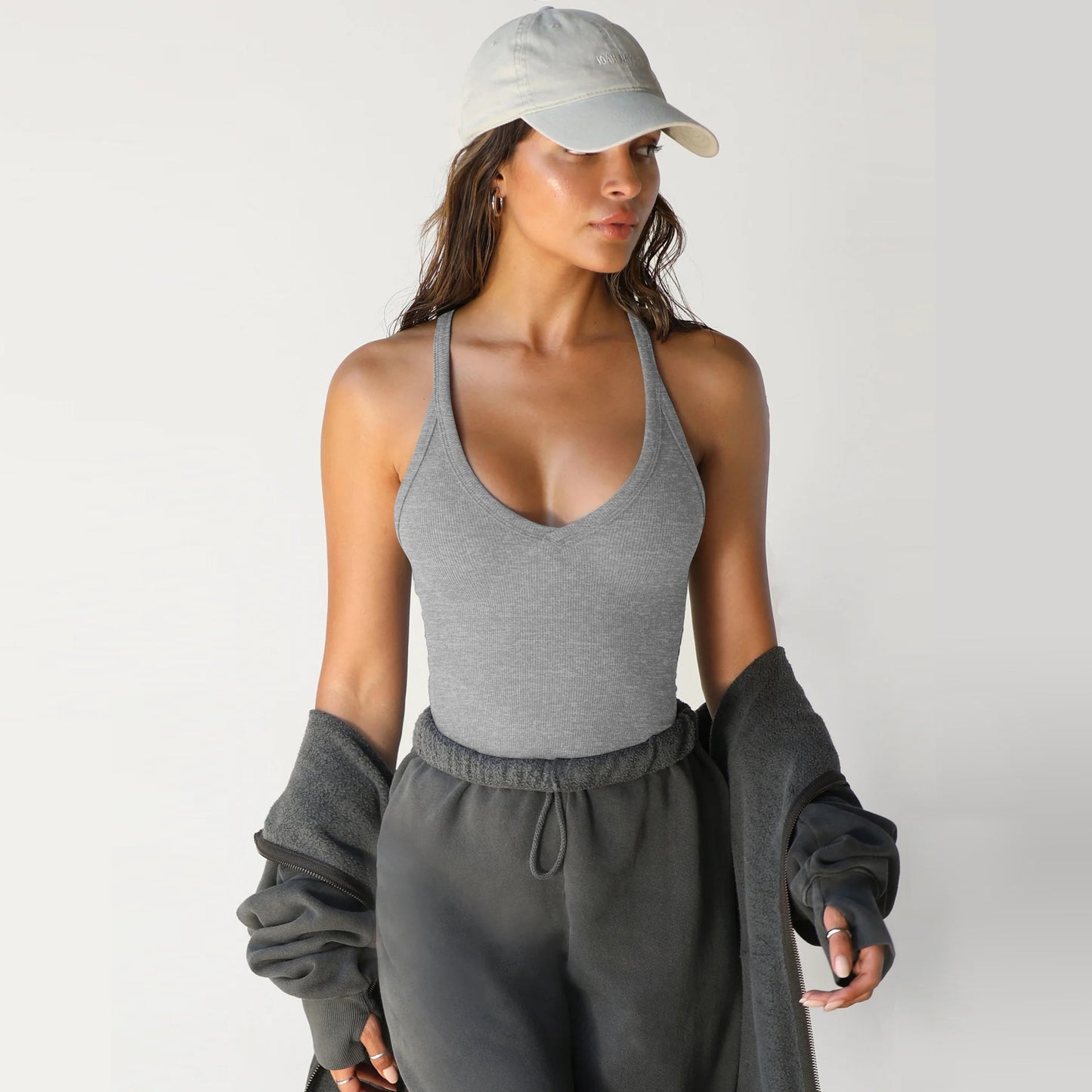 🔥V Neck Cotton Tank Tops With Shelf Bra