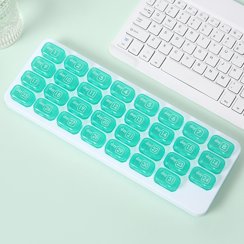 31 Days Arthritis Friendly Monthly Pill Organizer Box, BPA Free Easy Open Medication Case Gift for Seniors & Family