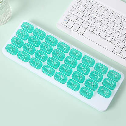 31 Days Arthritis Friendly Monthly Pill Organizer Box, BPA Free Easy Open Medication Case Gift for Seniors & Family