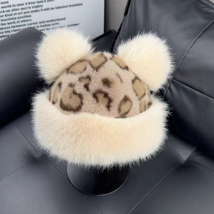 Oversized Fluffy Faux Fur Pompom Hat Warm And Luxurious For Winter