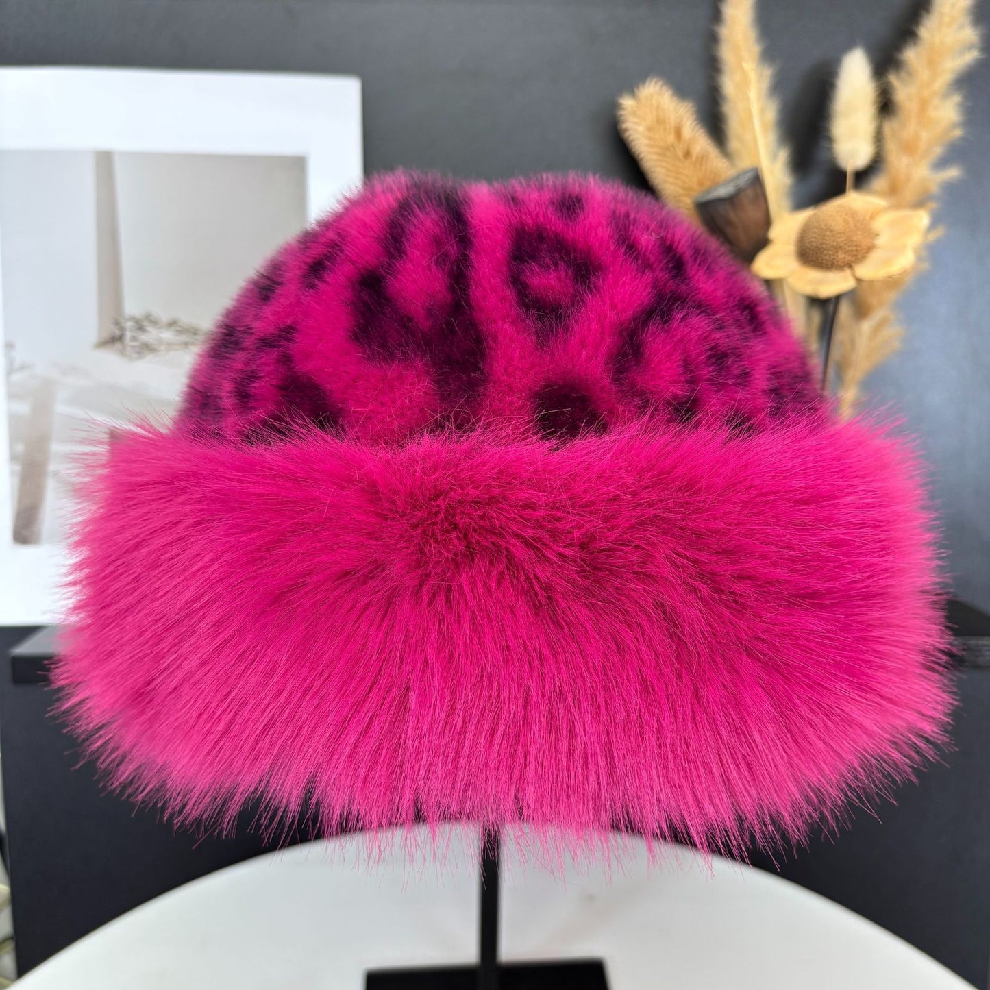 Oversized Fluffy Faux Fur Pompom Hat Warm And Luxurious For Winter