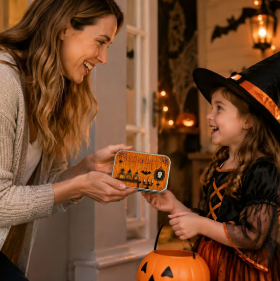Halloween Mini Ghost Tin Box Set - Cute Spooky Halloween Travel Figurine