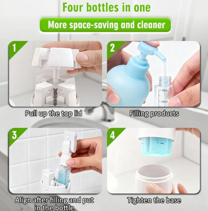 4-in-1 Travel Toiletry Dispenser – Compact, Leak-Proof & Refillable